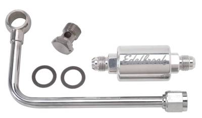 Edelbrock - Chrome Single Feed Steel Fuel Line With Polished Filter - 8131 - Image 1