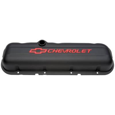 Proform - Engine Valve Covers - Stamped Steel - Short - Black - w/ Bowtie Logo - Fits BB Chevy - Image 1