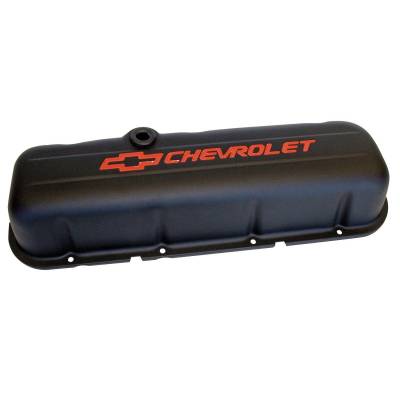 Proform - Engine Valve Covers - Stamped Steel - Tall - Black - w/ Bowtie Logo - Fits BB Chevy - Image 1