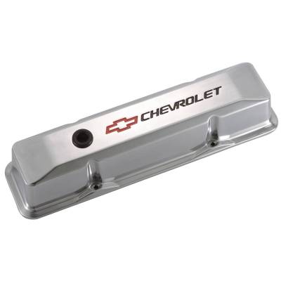 Proform - Engine Valve Covers - Tall Style - Die Cast - Polished with Bowtie Logo - SB Chevy - Image 1