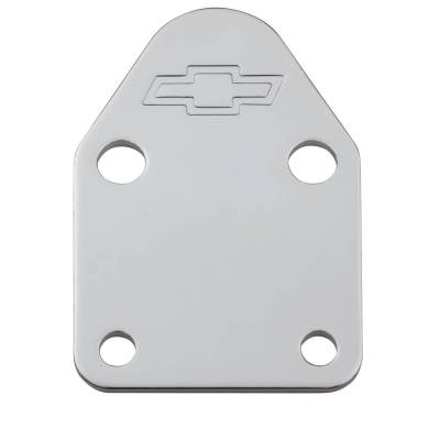 Proform - Fuel Pump Block-Off Plate - Chrome with Bowtie Logo - Fits SB Chevy V8 Engines - Image 1