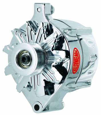 Powermaster - Powermaster Alternator Ford Upgrade Chrome 100A Smooth Look 6 grv Pulley 1-Wire - 8-37100 - Image 1