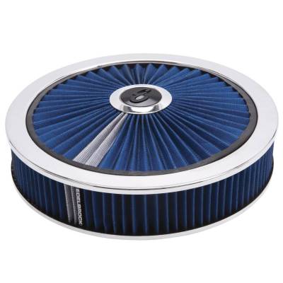 Edelbrock - Pro-Flo Chrome Round 14" Air Cleaner - 3" Pro-Flo Element (Blue) - 43661 - Image 1