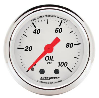AutoMeter - GAUGE, OIL PRESS, 2 1/16", 100PSI, MECH, ARCTIC WHITE - 1321 - Image 1