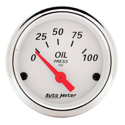 AutoMeter - GAUGE, OIL PRESS, 2 1/16", 100PSI, ELEC, ARCTIC WHITE - 1327 - Image 1