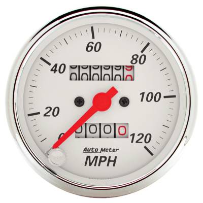 AutoMeter - GAUGE, SPEEDOMETER, 3 1/8", 120MPH, MECHANICAL, ARCTIC WHITE - 1396 - Image 1