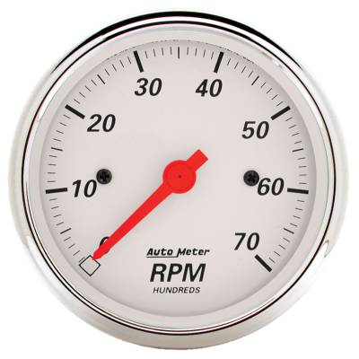 AutoMeter - GAUGE, TACHOMETER, 3 1/8", 7K RPM, IN-DASH, ARCTIC WHITE - 1398 - Image 1