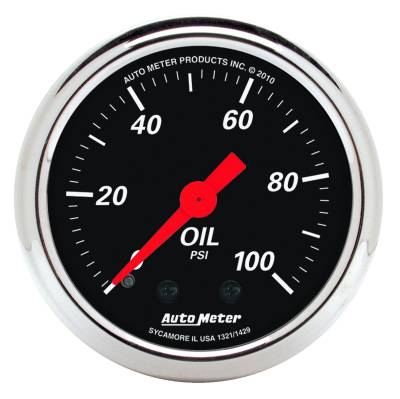 AutoMeter - GAUGE, OIL PRESS, 2 1/16", 100PSI, MECH, DESIGNER BLACK - 1429 - Image 1