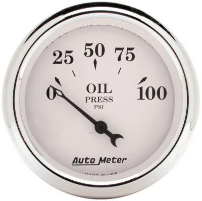 AutoMeter - GAUGE, OIL PRESS, 2 1/16", 100PSI, ELEC, OLD TYME WHITE - 1628 - Image 1