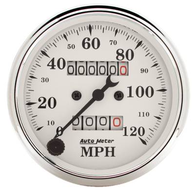 AutoMeter - GAUGE, SPEEDOMETER, 3 1/8", 120MPH, MECHANICAL, OLD TYME WHITE - 1693 - Image 1