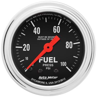 AutoMeter - GAUGE, FUEL PRESSURE, 2 1/16", 100PSI, MECHANICAL, TRADITIONAL CHROME - 2412 - Image 1
