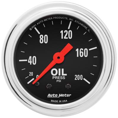 AutoMeter - GAUGE, OIL PRESSURE, 2 1/16", 200PSI, MECHANICAL, TRADITIONAL CHROME - 2422 - Image 1