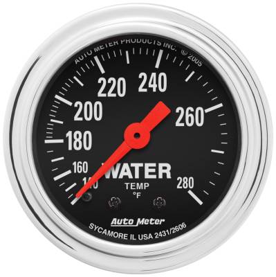 AutoMeter - GAUGE, WATER TEMP, 2 1/16", 140-280?F, MECHANICAL, TRADITIONAL CHROME - 2431 - Image 1