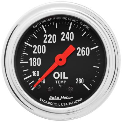 AutoMeter - GAUGE, OIL TEMP, 2 1/16", 140-280?F, MECHANICAL, TRADITIONAL CHROME - 2441 - Image 1