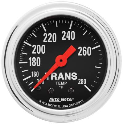AutoMeter - GAUGE, TRANS TEMP, 2 1/16", 140-280?F, MECHANICAL, 8FT., TRADITIONAL CHROME - 2451 - Image 1