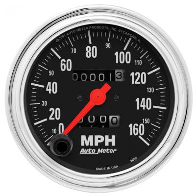 AutoMeter - GAUGE, SPEEDOMETER, 3 3/8", 160MPH, MECHANICAL, TRADITIONAL CHROME - 2494 - Image 1