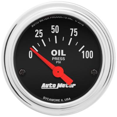 AutoMeter - GAUGE, OIL PRESSURE, 2 1/16", 100PSI, ELECTRIC, TRADITIONAL CHROME - 2522 - Image 1