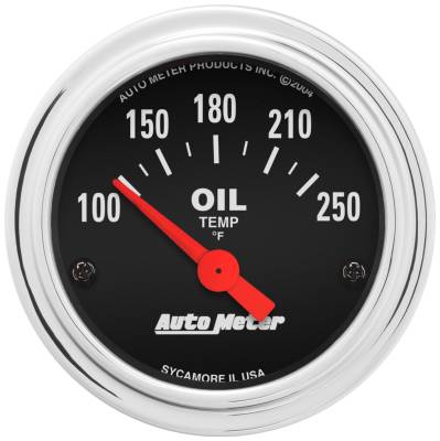 AutoMeter - GAUGE, OIL TEMP, 2 1/16", 100-250?F, ELECTRIC, TRADITIONAL CHROME - 2542 - Image 1