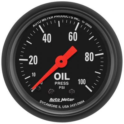 AutoMeter - GAUGE, OIL PRESS, 2 1/16", 100PSI, MECHANICAL, Z-SERIES - 2604 - Image 1