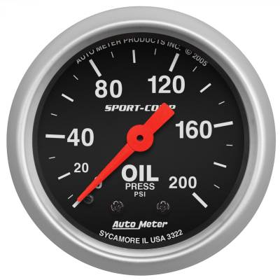 AutoMeter - GAUGE, OIL PRESSURE, 2 1/16", 200PSI, MECHANICAL, SPORT-COMP - 3322 - Image 1