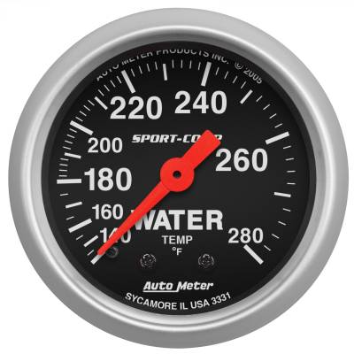 AutoMeter - GAUGE, WATER TEMP, 2 1/16", 140-280?F, MECHANICAL, SPORT-COMP - 3331 - Image 1