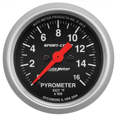 AutoMeter - GAUGE, PYROMETER (EGT), 2 1/16", 1600?F, DIGITAL STEPPER MOTOR, SPORT-COMP - 3344 - Image 1