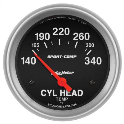 AutoMeter - GAUGE, CYLINDER HEAD TEMP, 2 5/8", 140-340?F, ELECTRIC, SPORT-COMP - 3536 - Image 1