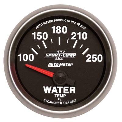 AutoMeter - GAUGE, WATER TEMP, 2 1/16", 100-250?F, ELECTRIC, SPORT-COMP II - 3637 - Image 1