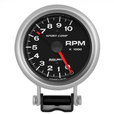 AutoMeter - GAUGE, TACHOMETER, 3 3/4", 10K RPM, PEDESTAL W/ RED LINE, SPORT-COMP - 3700 - Image 1