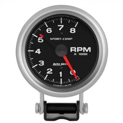 AutoMeter - GAUGE, TACHOMETER, 3 3/4", 8K RPM, PEDESTAL W/ RED LINE, SPORT-COMP - 3780 - Image 1