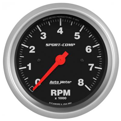 AutoMeter - GAUGE, TACHOMETER, 3 3/8", 8K RPM, IN-DASH, SPORT-COMP - 3991 - Image 1