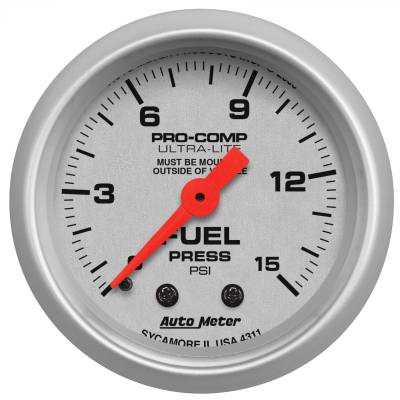 AutoMeter - GAUGE, FUEL PRESSURE, 2 1/16", 15PSI, MECHANICAL, ULTRA-LITE - 4311 - Image 1