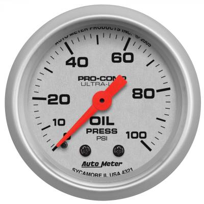 AutoMeter - GAUGE, OIL PRESSURE, 2 1/16", 100PSI, MECHANICAL, ULTRA-LITE - 4321 - Image 1
