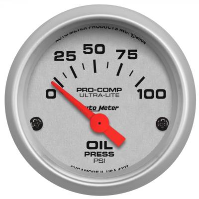 AutoMeter - GAUGE, OIL PRESSURE, 2 1/16", 100PSI, ELECTRIC, ULTRA-LITE - 4327 - Image 1