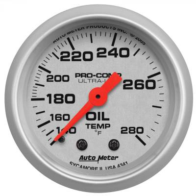 AutoMeter - GAUGE, OIL TEMP, 2 1/16", 140-280?F, MECHANICAL, ULTRA-LITE - 4341 - Image 1