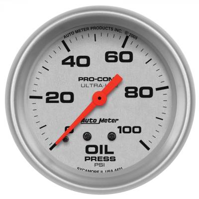 AutoMeter - GAUGE, OIL PRESSURE, 2 5/8", 100PSI, MECHANICAL, ULTRA-LITE - 4421 - Image 1