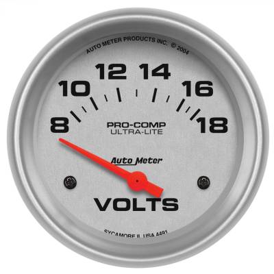 AutoMeter - GAUGE, VOLTMETER, 2 5/8", 18V, ELECTRIC, ULTRA-LITE - 4491 - Image 1