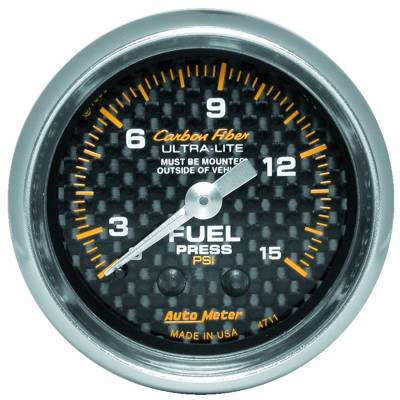 AutoMeter - GAUGE, FUEL PRESSURE, 2 1/16" 0-15PSI, MECHANICAL, CARBON FIBER - 4711 - Image 1