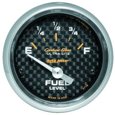 AutoMeter - GAUGE, FUEL LEVEL, 2 1/16", 240OE TO 33OF, ELEC, CARBON FIBER - 4716 - Image 1