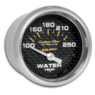AutoMeter - GAUGE, WATER TEMP, 2 1/16", 100-250?F, ELECTRIC, CARBON FIBER - 4737 - Image 1