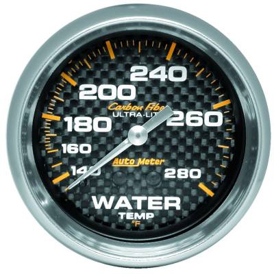 AutoMeter - GAUGE, WATER TEMP, 2 5/8", 140-280?F, MECHANICAL, CARBON FIBER - 4831 - Image 1