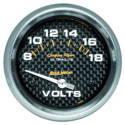 AutoMeter - GAUGE, VOLTMETER, 2 5/8", 18V, ELECTRIC, CARBON FIBER - 4891 - Image 1