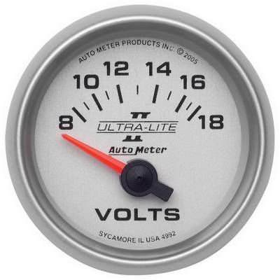 AutoMeter - GAUGE, VOLTMETER, 2 1/16", 18V, ELECTRIC, ULTRA-LITE II - 4992 - Image 1