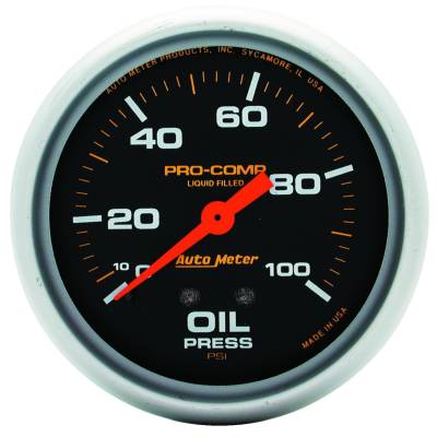 AutoMeter - GAUGE, OIL PRESS, 2 5/8", 100PSI, LIQUID FILLED MECH, PRO-COMP - 5421 - Image 1