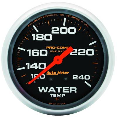 AutoMeter - GAUGE, WATER TEMP, 2 5/8", 120-240?F, LIQUID FILLED MECH, PRO-COMP - 5432 - Image 1