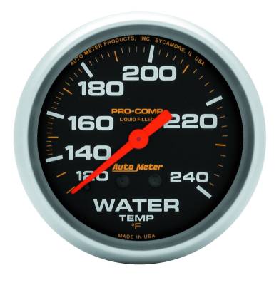 AutoMeter - GAUGE, WATER TEMP, 2 5/8", 120-240?F, LIQUID FILLED MECH, 12FT., PRO-COMP - 5433 - Image 1