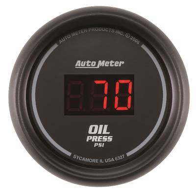 AutoMeter - GAUGE, OIL PRESSURE, 2 1/16", 100PSI, DIGITAL, BLACK DIAL W/ RED LED - 6327 - Image 1