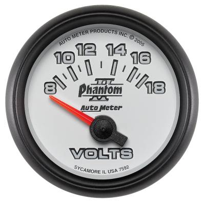 AutoMeter - GAUGE, VOLTMETER, 2 1/16", 18V, ELECTRIC, PHANTOM II - 7592 - Image 1