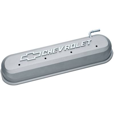 Engine Valve Covers - Tall Style - Die Cast - Gray with Bowtie Logo - LS Engines