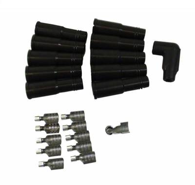 Ignition Wire and Related Components - Spark Plug Wire Connector - Taylor Cable - LS/LT/Vortec Coil/Dist Boot/Terminal Kit 180 deg - 46052